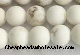 CWB812 15.5 inches 6mm round matte white howlite turquoise beads