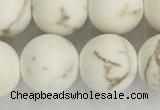 CWB815 15.5 inches 12mm round matte white howlite turquoise beads