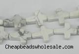 CWB88 15.5 inches 12*15mm cross natural white howlite beads