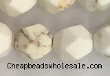 CWB887 15.5 inches 10mm faceted nuggets white howlite turquoise beads