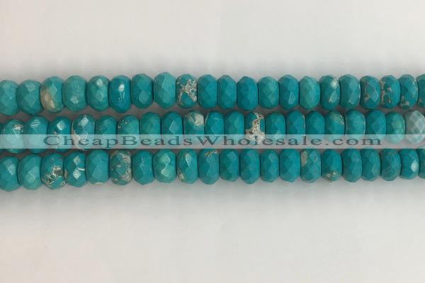 CWB905 15.5 inches 6*10mm faceted rondelle howlite turquoise beads