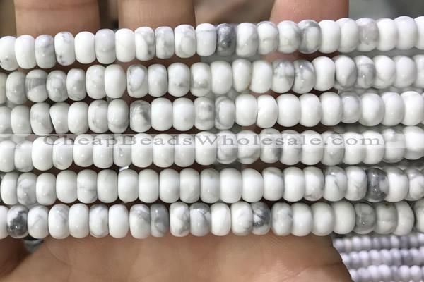 CWB918 15.5 inches 5*8mm rondelle white howlite turquoise beads