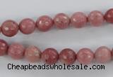 CWF02 15.5 inches 8mm faceted round pink wooden fossil jasper beads