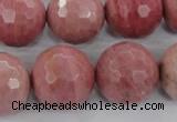 CWF08 15.5 inches 20mm faceted round pink wooden fossil jasper beads