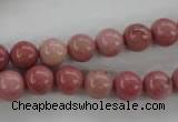 CWF12 15.5 inches 8mm round pink wooden fossil jasper beads wholesale