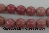 CWF15 15.5 inches 12mm round pink wooden fossil jasper beads wholesale