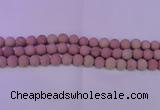 CWF20 15.5 inches 4mm round matte pink wooden fossil jasper beads