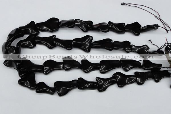 CWG01 15.5 inches 18*25mm wavy freeform black agate gemstone beads