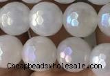 CWH61 15.5 inches 8mm faceted round AB-color white jade beads