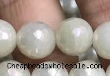 CWH72 15.5 inches 10mm faceted round AB-color white jade beads