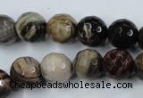 CWJ214 15.5 inches 12mm faceted round wood jasper gemstone beads