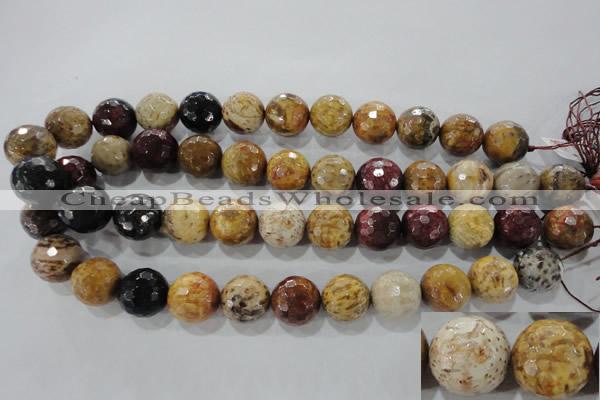 CWJ309 15.5 inches 16mm faceted round wood jasper gemstone beads