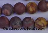 CWJ424 15.5 inches 12mm round matte wood eye jasper beads