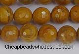 CWJ470 15.5 inches 8mm faceted round yellow petrified wood jasper beads