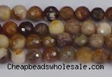 CWJ475 15.5 inches 4mm faceted round wood jasper gemstone beads