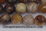 CWJ478 15.5 inches 10mm faceted round wood jasper gemstone beads