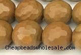 CWJ602 15 inches 8mm faceted round wooden jasper beads wholesale