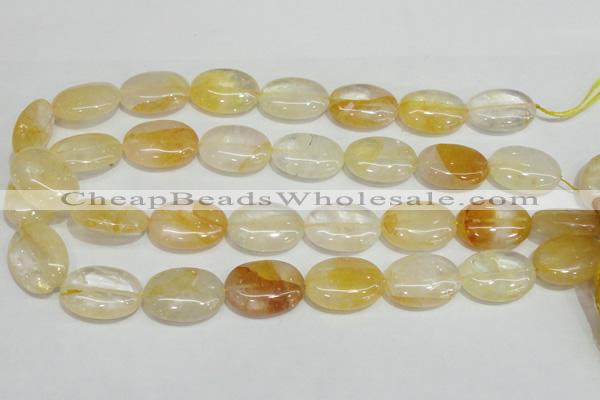 CYC03 15.5 inches 18*25mm oval yellow crystal quartz beads