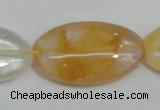 CYC04 15.5 inches 20*35mm oval yellow crystal quartz beads