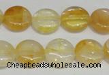 CYC05 15.5 inches 16mm flat round yellow crystal quartz beads