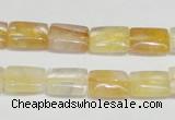 CYC08 15.5 inches 10*14mm rectangle yellow crystal quartz beads