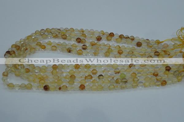 CYC101 15.5 inches 6mm round yellow crystal quartz beads