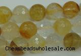 CYC115 15.5 inches 12mm faceted round yellow crystal quartz beads