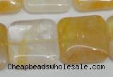 CYC14 15.5 inches 25*25mm square yellow crystal quartz beads