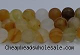 CYC140 15.5 inches 4mm round matte yellow quartz beads wholesale