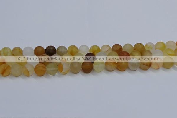 CYC142 15.5 inches 8mm round matte yellow quartz beads wholesale