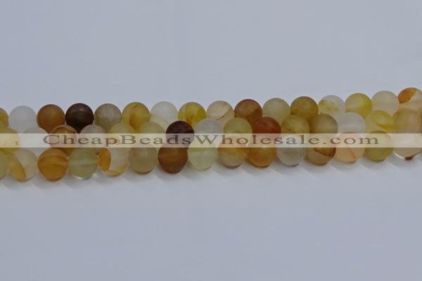 CYC143 15.5 inches 10mm round matte yellow quartz beads wholesale