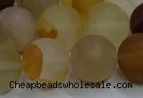 CYC145 15.5 inches 14mm round matte yellow quartz beads wholesale