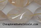 CYC205 15.5 inches 22*32mm twisted & faceted teardrop yellow quartz beads