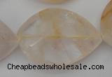 CYC207 15.5 inches 28*40mm twisted & faceted teardrop yellow quartz beads