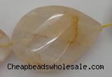 CYC208 15.5 inches 23*45mm twisted & faceted teardrop yellow quartz beads