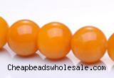 CYJ15 14mm round 16 inches yellow jade gemstone beads Wholesale