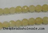 CYJ152 15.5 inches 8mm faceted round yellow jade beads wholesale