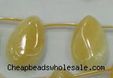 CYJ54 20*30mm top-drilled twisted teardrop yellow jade gemstone beads