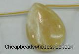 CYJ56 30*40mm top-drilled flat teardrop yellow jade gemstone beads