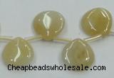 CYJ57 15*15mm top-drilled flat teardrop yellow jade gemstone beads