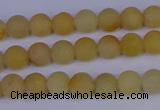 CYJ600 15.5 inches 4mm round matte yellow jade beads wholesale