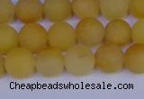 CYJ602 15.5 inches 8mm round matte yellow jade beads wholesale