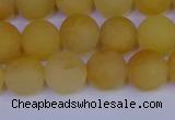 CYJ603 15.5 inches 10mm round matte yellow jade beads wholesale