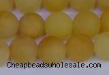 CYJ604 15.5 inches 12mm round matte yellow jade beads wholesale