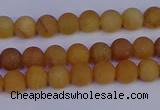 CYJ610 15.5 inches 4mm round matte yellow jade beads wholesale