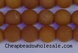 CYJ612 15.5 inches 8mm round matte yellow jade beads wholesale