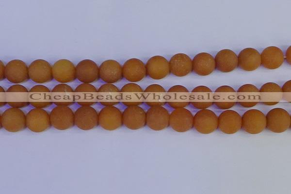 CYJ615 15.5 inches 14mm round matte yellow jade beads wholesale