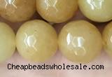 CYJ634 15.5 inches 12mm faceted round yellow jade beads wholesale