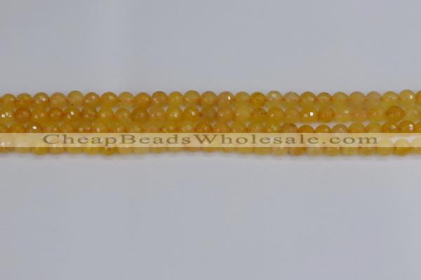 CYJ638 15.5 inches 4mm faceted round yellow jade beads wholesale