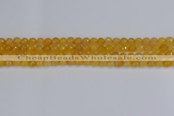 CYJ639 15.5 inches 6mm faceted round yellow jade beads wholesale